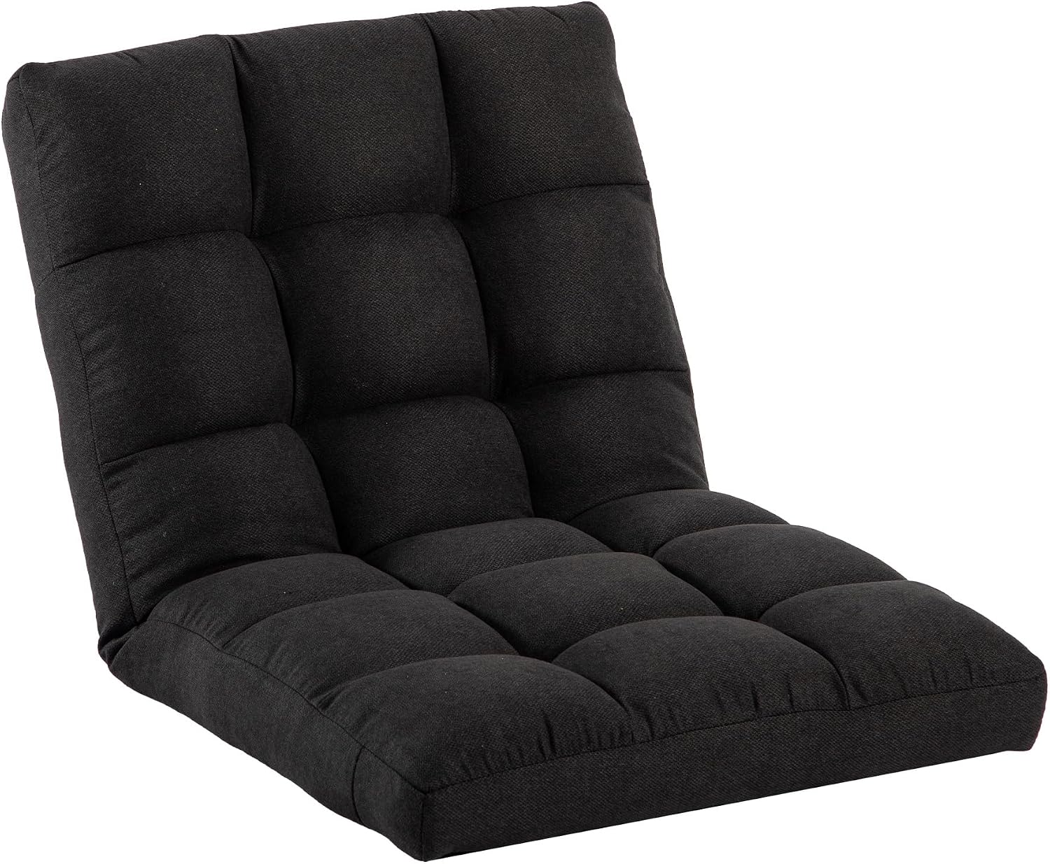 Folding Floor Chair with Back Support, Adjust Lay Flat Recliner Oversized Lounge Wide Lazy Boy Gaming Ergonomic Single Sofa Seat for Living Room Bedroom(Black)