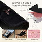 Travel Jewelry Organizer Case, Foldable Velvet Jewelry Roll for Women, Tangle-Free Necklace Storage Bag, Small Portable Jewelry Wrap for Rings, Earrings, Anti-Tarnish Travel Essentials, Black