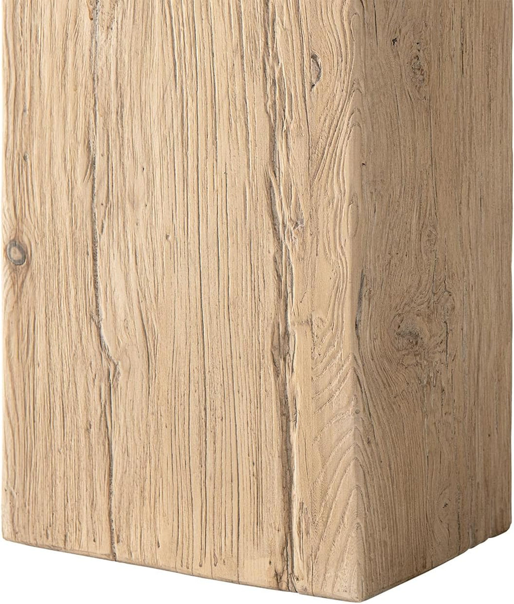 Jennifer Taylor Home Calder 60" Solid Reclaimed Elm Plinth Console Table, Heritage Light Natural Brown Reclaimed Elm