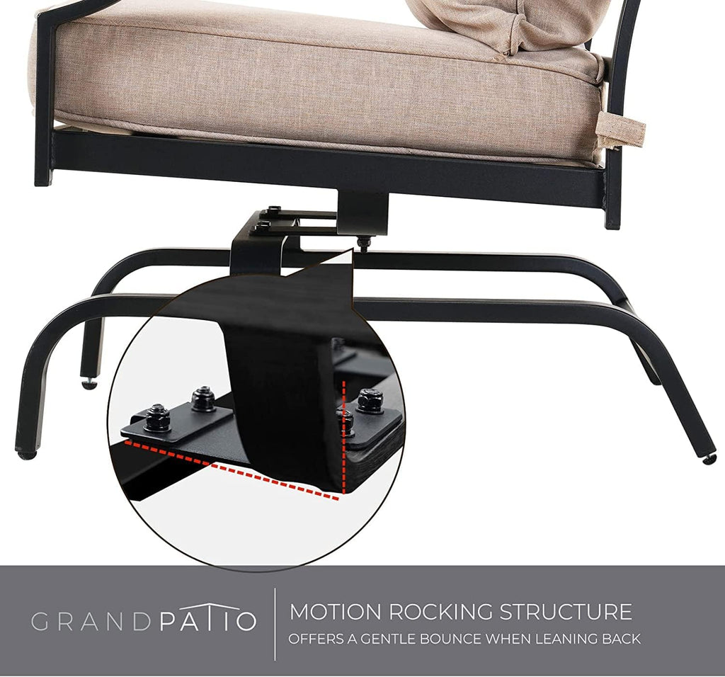 Grand Patio Outdoor Rocking Chairs - Motion Chairs Set of 2, Patio Seating with Olefin Cushions, Beige