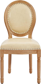 Leather Dining Chairs Set of 6 French Country Dining Chairs with Round Back, Farmhouse Upholstered Dining Accent Chairs with Nailhead Trim, Mid Century Modern (Beige)