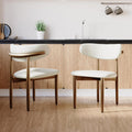 POVISON Modern Dining Chairs Set of 2, Armless PU Leather Dining Chair with PU Cushions and Dark Bronze-Coloured Metal Leg