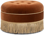 Jennifer Taylor Home Yolanda 24" Round Upholstered Accent Ottoman, Burnt Orange Performance Velvet