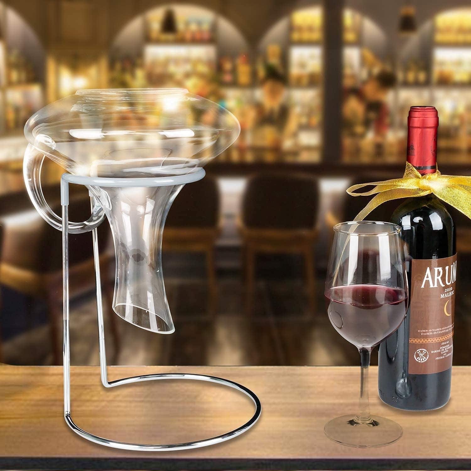Wine Decanter Drying Stand with Rubber Coated Top to Prevent Scratches, Wine Decanter Drying Rack for Standard and Large Wine Decanters, Wine Decanter NOT Included, (with Cleaning Brush)