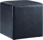 Studio Living® 18” Warren Ottoman Square Faux Leather Bench, Stationary Ottomans, Backless Chair, Footrest for Living Room, Footstool Office, Bedroom, Padded Seat, Navy Blue