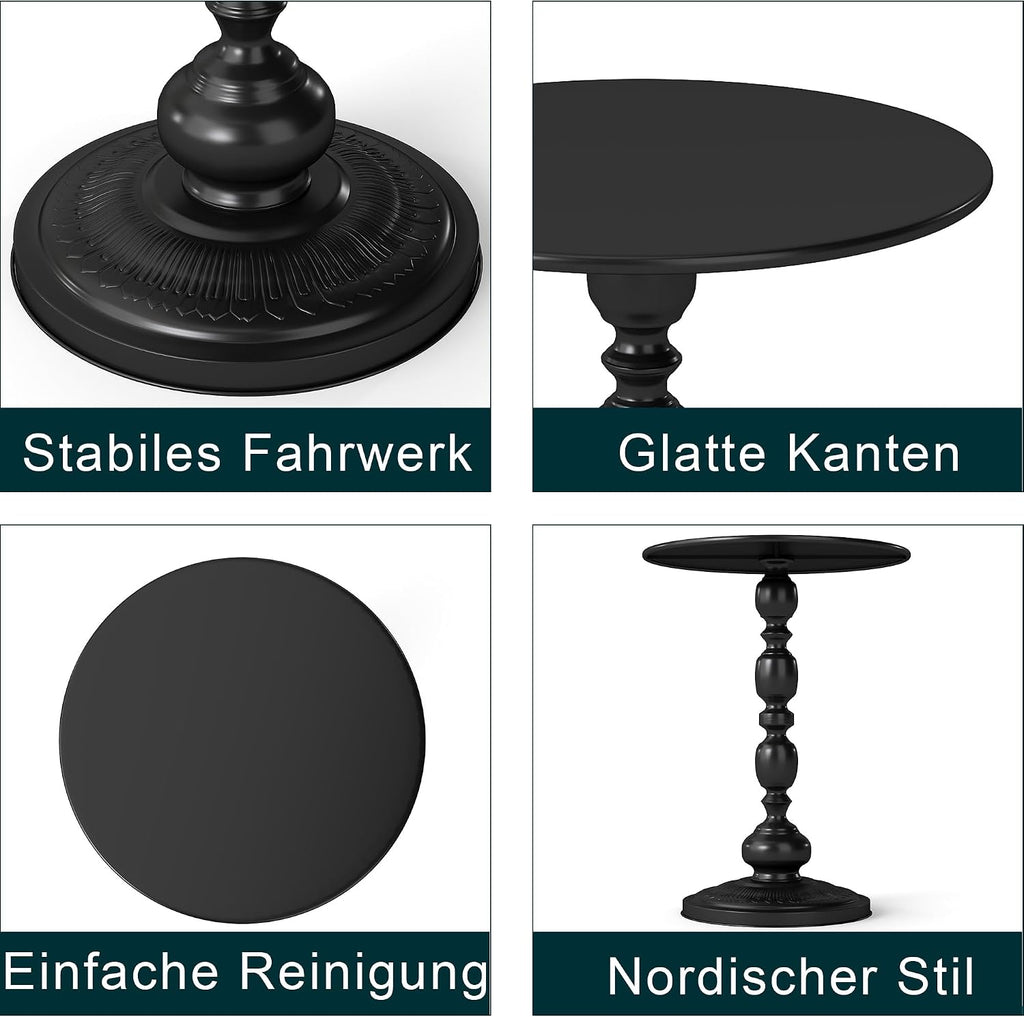 Set of 2 Vintage Small End Tables - Round Pedestal Side Table for Small Spaces, Perfect as Bedside Table for Living Room, Bedroom, Compact and Functional Vintage End Tables for Living Room