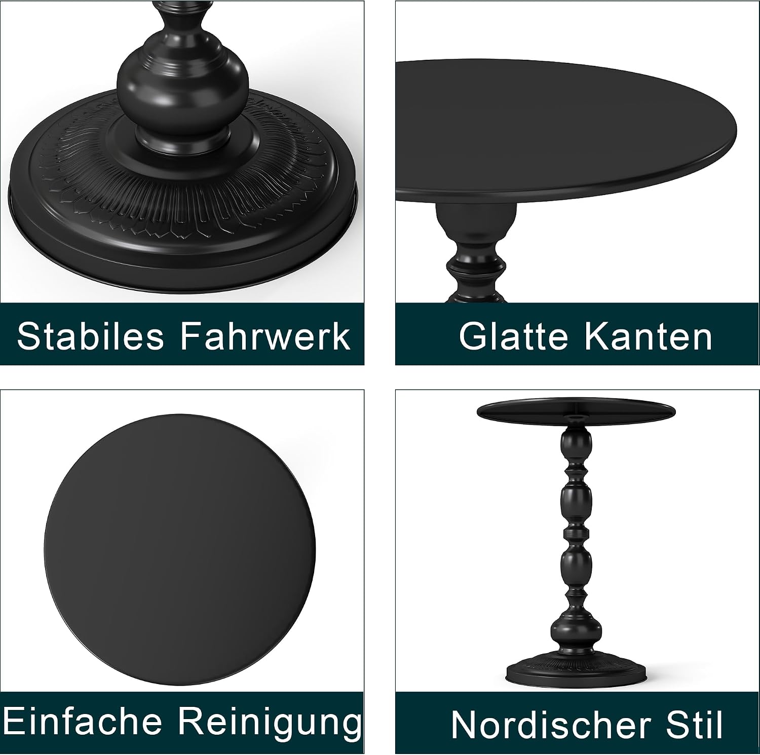 Set of 2 Vintage Small End Tables - Round Pedestal Side Table for Small Spaces, Perfect as Bedside Table for Living Room, Bedroom, Compact and Functional Vintage End Tables for Living Room