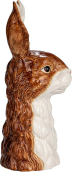 Creative Co-Op Hand-Painted Decorative Stoneware Rabbit Vase, Brown and White
