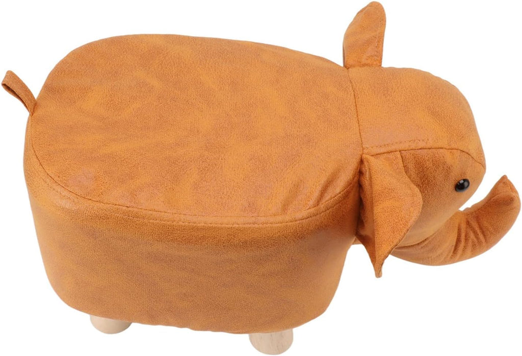 Beautiful Cartoon Elephant Footrest with Sponge Interior Non-slip Patch for Bedroom Playroom Decor for Children and Elderly (Orange)