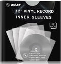 12" Vinyl Record Sleeves Inner 50 Pack, Thicker 3-Ply Anti Static Archival LP Master Style Inner Sleeve with Rice Paper for 33 RPM Records Protection