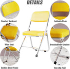 Portable Metal Frame Folding Seat with Back Support Compact and Stylish Folding Chair(Yellow)