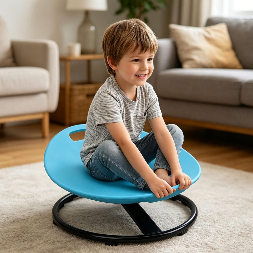 Kids Spinning Chair, Silent Rotation Rotate Seat with Safety Handle, Helps Develop Balance Ability, Practical Sensory Training Chair for Children Aged 3 to 10