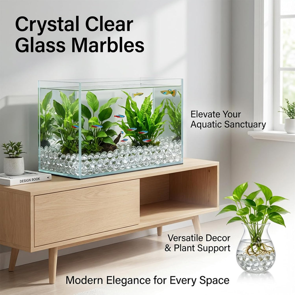 Sukh 190 Pcs Clear Marbles for Vase Filler - Small Round Glass Beads 0.39In Transparent Glass Marbles for Vases,Aquariums,Home Decoration,Games,1LB