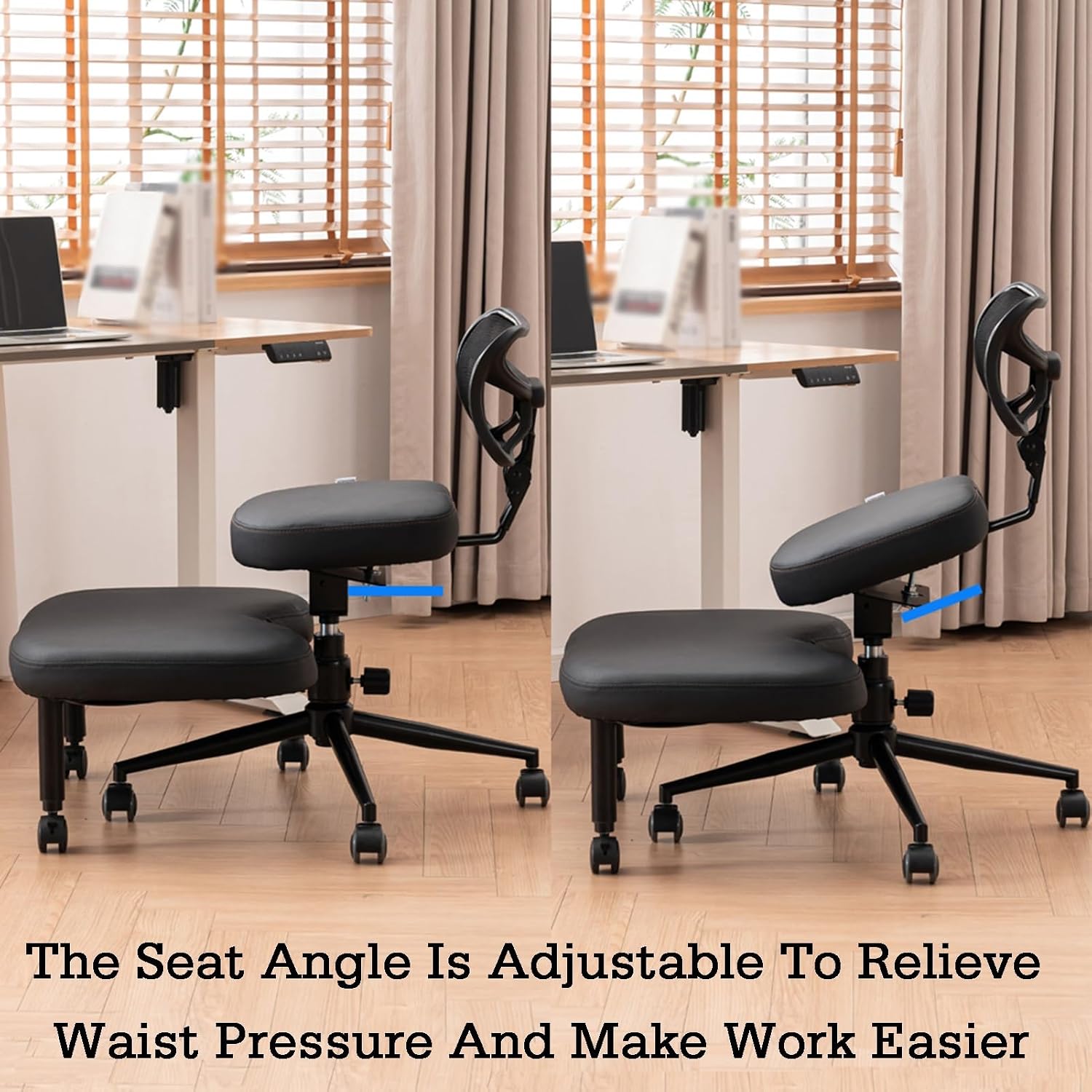 Kneeling Chair with Backrest,Rolling Ergonomic Posture Chair,45-60cm Adjustable Positions,Back Support for Office and Home