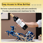 Horse Wine Bottle Holder,Decorative Wine Bottle Display,17.3x8.6x5.5in,Blue | Resin Sculpture Wine Racks Figurines for Kitchen/Cellar/Bar Decor Organizer,Year of the Horse 2026 Gifts for Housewarming