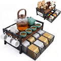Tea Bag Coffee Bar Organizer,Teabag Holder & Coffee Station with Storage Drawer,Wood Tea Station Chest Display Container Box for Countertop Kitchen (Rustic Brown)