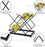 MCSAPIL Small Wine Racks Countertop(5 Bottle Capacity),Metal Wine Bottle Holder Modern Black for Home Kitchen Bar,Tabletop Wine Rack for Cabinet, Pantry, Wine Bottle Storage