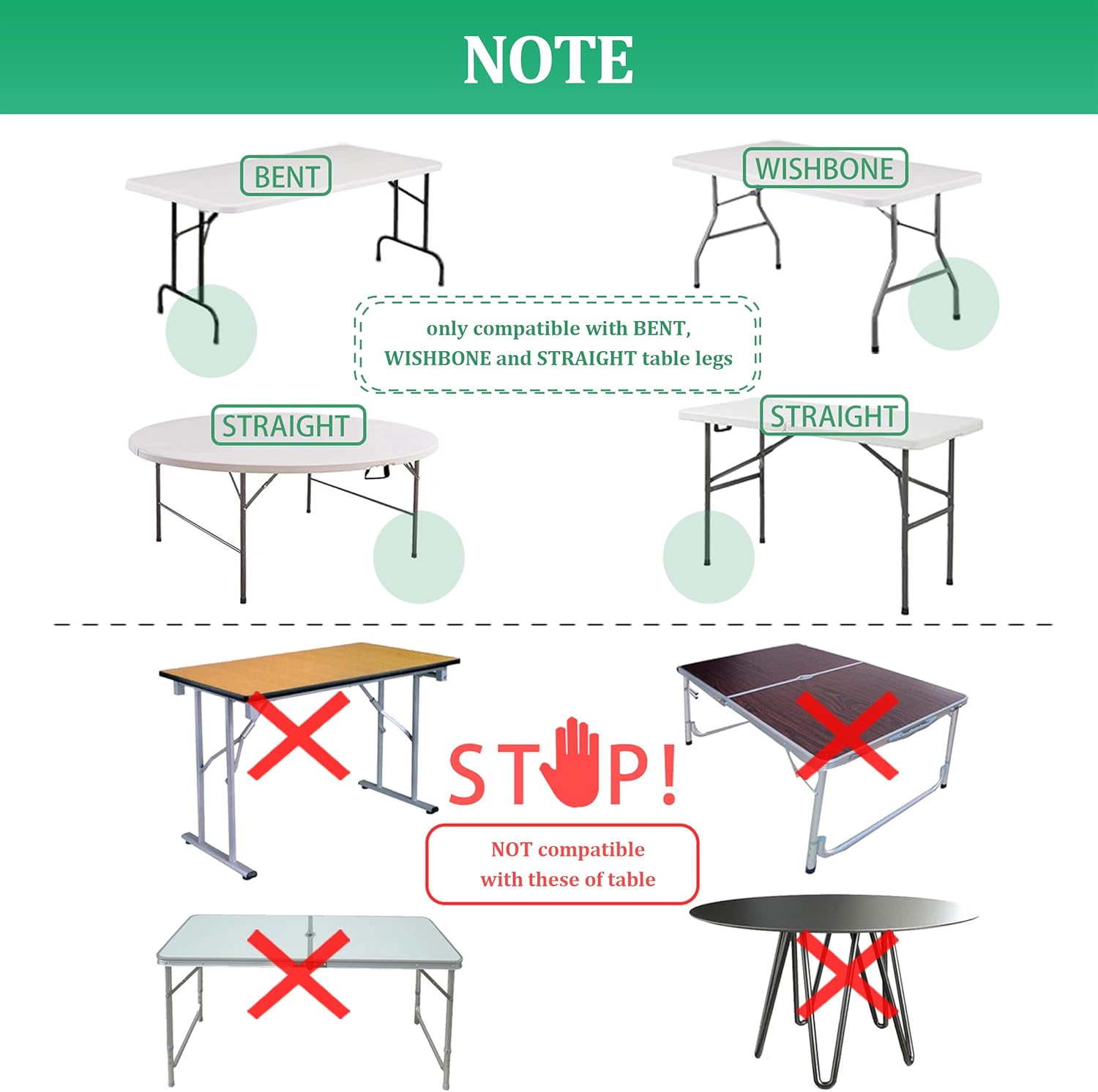 Folding Table Risers for Straight/Bent Leg, Durable Table Leg Extensions 2 Levels/Heights Table Leg Extenders 3.6in | 5.2in - All for Treating Your Back Pain (4-Pack)