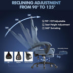 Gaming Chair Racing for Adult, Office Chair with Footrest Massage Lumbar Cushion, Velvet Fabric Reclining Video Game Chairs, Ergonomic Computer Chairs Height Adjustable, for Home Streaming, Grey