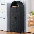 Metal Arched Cabinet, 73" Tall Kitchen Pantry Cabinet with 2 Doors & 4 Adjustable Shelves, Kitchen Storage Cabinets Cupboard for Bathroom, Living Room, Dinging Room (Black)
