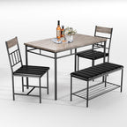 IDEALHOUSE 4-Piece Modern Dining Table Set, Kitchen Table with Upholstered Chairs and Bench, Kitchen Table Set for Small Space, Apartment, Home, Studio