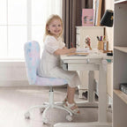 chairus Kids Desk Chair Butterfly Faux Fur Study Chair for Teenage Girls Adjustable Kids Vanity Chair for Bedroom Reading Living Room, Small Cute Student Task Chair with White Foot, Baby Blue