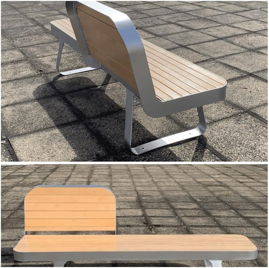 Patio Benches Park ChairOutdoor Solid Wood Stainless Steel Leisure seatOutdoor Open-air Patio Chair(180cm)