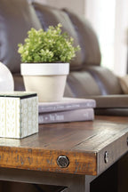Flexsteel Craftsman Solid and Sustainable Acacia Wood End Table with Drawer, Nightstand with Storage, Living Room and Bedroom Furniture, Small Narrow End Table, Dark Brown, 21W x 25D x 23H