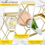 Countertop Wine Rack Organizer - Holds 6 Oversized Bottles & 4 Glasses | Freestanding Small Metal Bottle Holder, Perfect for Home Décor, Kitchen Storage and Cabinet | No Assembly（Gold）