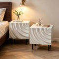 Nightstand Set of 2, Unique Design Side Table Set, Small Bedside Accent Table with Storage and 4 Metal Legs for Bedroom,Living Room and Small Spaces