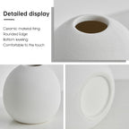 Ceramic Vase Set of 3 for Modern Home Decor, Boho Vase White Round Vase Minimalist Decorative Vase for Table Centerpiece Wedding Dining Living Room Office Entryway Coffee Table Decor