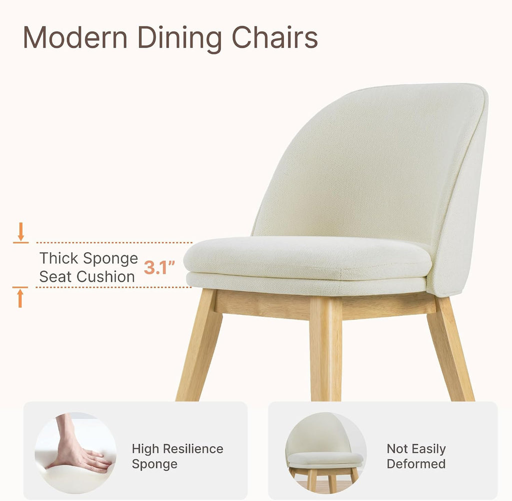 KISLOT Wooden Dining Chairs Set of 4, Fabric Upholstered Modern Dining Room Chairs with Double-Layer Thick Seat Cushion & Ergonomic Backrest for Restaurant, Kitchen and Café, 2 Boxs