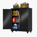 Metal Storage Cabinet with Wheels, 36" Tall Locking Storage Cabinet with 2 Adjustable Shelves, Locking Garage Cabinet, Steel Locker Organizer, for Office, Home, School, Black