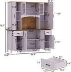 78.7” Farmhouse Kitchen Pantry Cabinet with Glass Doors & Hutch, Tall Pantry Storage Cupboard with 2 Drawers & Adjustable Shelf, Dining Room Home Bar, Purple & Brown, 66.9”W x 19.7”D x 78.7”H