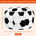 2.2 Ft Soccer Bean Bag Chair for Toddler with Memory Foam Filling, Large Kids Bean Bag Chair with Soft Velvet Cover, Bean Bag Sofa Couch for Living Room, Birthday Gift for Boys Girls, Large