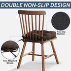 Basic Beyond Chair Cushions for Dining Chairs 6 Pack, Kitchen Chair Cushion with Ties and Non Slip Backing, 15.5 x 15.5 inches Tufted Chair Pads for Dining Chairs, Brown