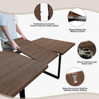 ZckyCine Mid-Century Extendable Dining Table Set, 63"-79", 6 Upholstered Chairs