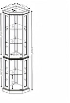 Tall Corner Cabinet with Glass Doors, Lighted Glass Display Curio Cabinet with Adjustable Shelves, Home Office Floor Standing Display Cabinets for Bar, Liquor Storage and Medal, Dark Oak