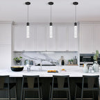 Pendant Lights Kitchen Island, 6500K Modern Kitchen Island Lights Brushed Black, 3 Pack Ceiling Lighting Fixtures with Crystal Bubble, Integrated LED Hanging Light for Dining Room Restaurant