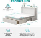 BALUS Queen Murphy Bed, Cabinet Murphy Bed with 2 Storage Drawers-White | USB Charing Station, Spacious Drawer, Space Saving, Queen Bed Frame