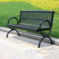 Outdoor Bench, Sturdy Steel Park Bench for 2, Outdoor Garden & Patio Seating Garden Bench(Black,150cm)