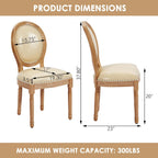 Leather Dining Chairs Set of 6 French Country Dining Chairs with Round Back, Farmhouse Upholstered Dining Accent Chairs with Nailhead Trim, Mid Century Modern (Beige)