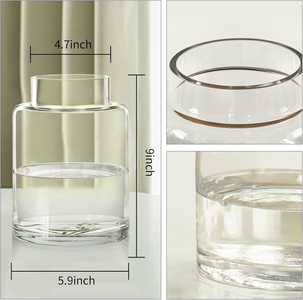 Clear Glass Vases Flower Vases for Centerpieces 9" Large Glass Cylinder Vase for Home Wedding Party Events Office Entryway Décor (Transparent)