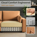 Leather Sectional Sofa, 117" Oversized Modular Sectional Couch, Deep Seat Scratch Resistant Faux Leather Couches, Wide L Shaped Vegan Leather Sofa, (Brown, 3-Seater & Ottoman)