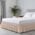 Vintage Boho Bed Skirt Cal King Size Bed Skirting 18 Inch Drop Adjustable Elastic Dust Ruffles Wrap Around Bedskirt Farmhouse Chic Traditional Floral Pattern Bedding Frame Cover for Cal King Size