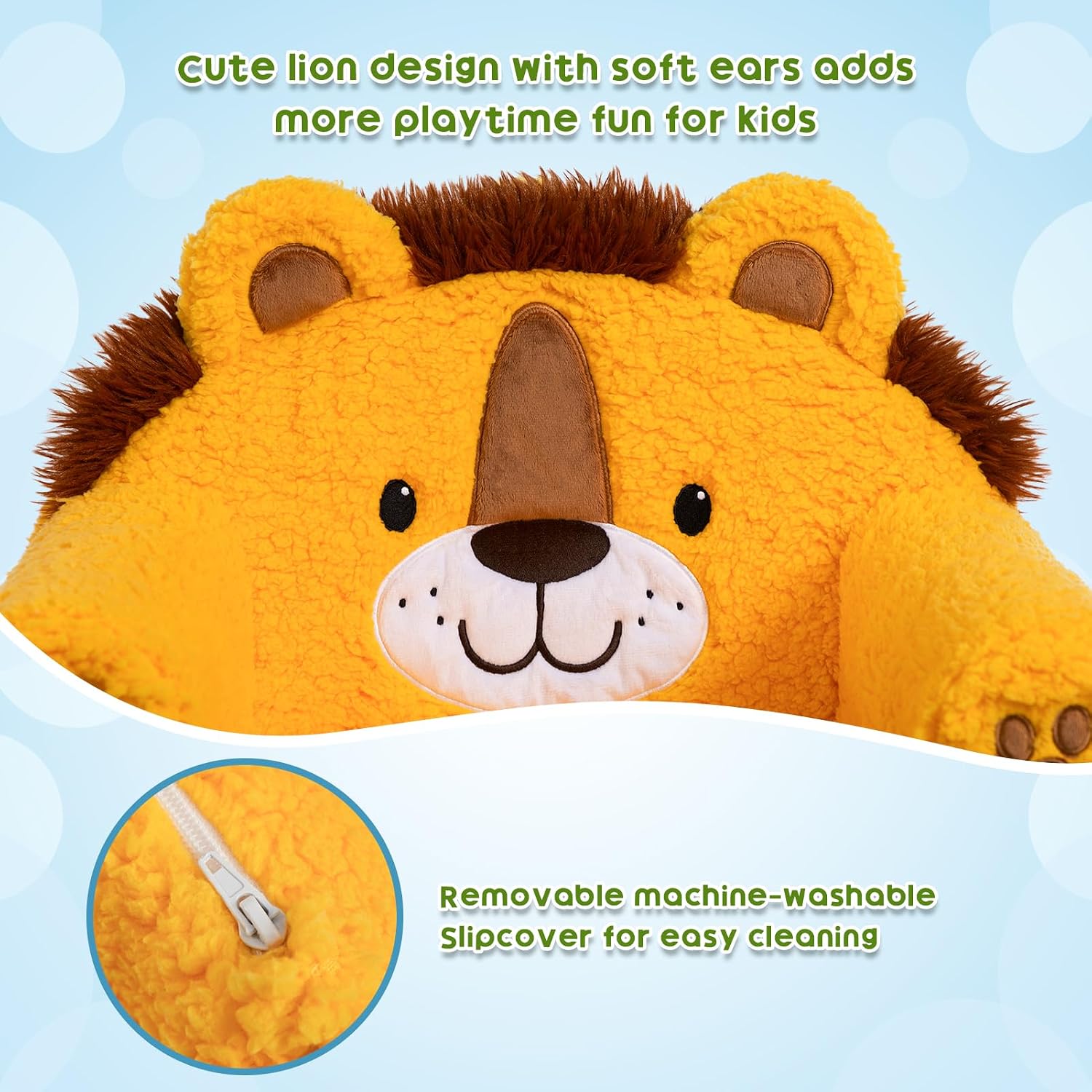 ALIMORDEN Animal Kids Chair, Ultra-Soft Comfy Toddler Sofa Chair, Cute Animal-Shaped Design Toddler Couch, Lightweight Birthday for Baby Boys & Girls (Lion)