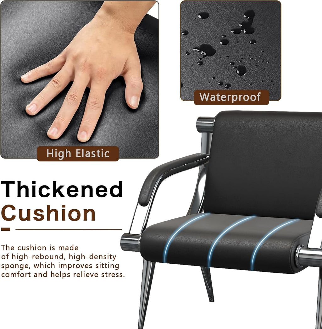 wonline 5 Seat Waiting Room Chair with Armrest PU Leather Office Furniture, Office Guest Seating Lobby Conference Reception Chairs for Airport Clinic Hospital Bank Salon Barber(Black)