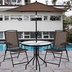 Goplus Folding Sling Chairs Sets of 4, Portable Chairs for Patio Garden Pool Outdoor & Indoor w/Armrests & Adjustable Back