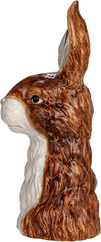 Creative Co-Op Hand-Painted Decorative Stoneware Rabbit Vase, Brown and White