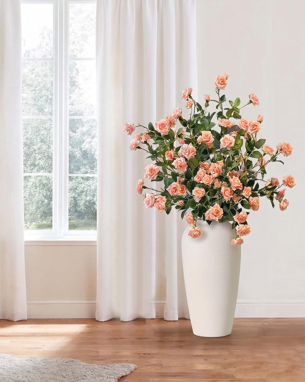 Kokrose Rustic Ceramic Vase, 14.9" Cream-White Vintage Clay Tall Floor Ceramic Terracotta Vase for Table Centerpieces, Large Textured Farmhouse Decorative Vases for Home Decor